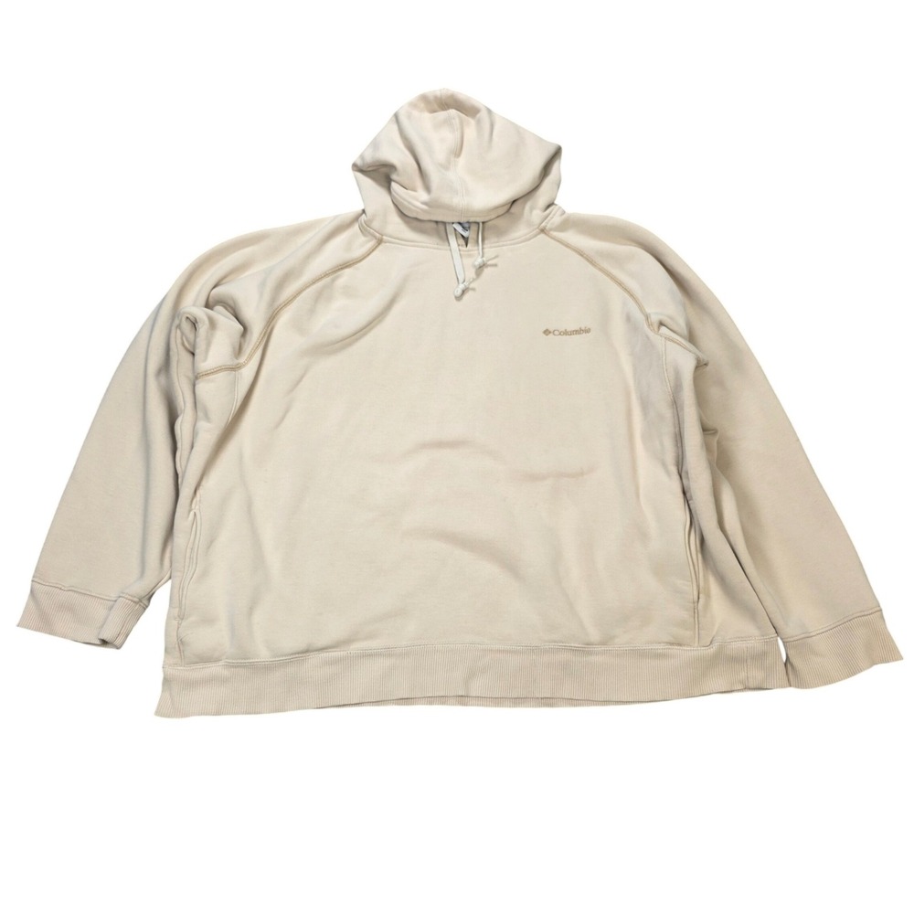 Columbia Fleece Pullover Sweatshirt Hoddie Men's Size XXL Beige Raglan Sleeve‎
